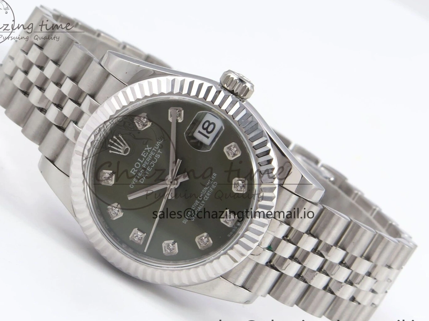 MiroTime 0428 Durable DateJust 31 278274 SS GMF 1:1 Best Edition 904L Steel Green Diamonds Dial on Jubilee Bracelet A 1163